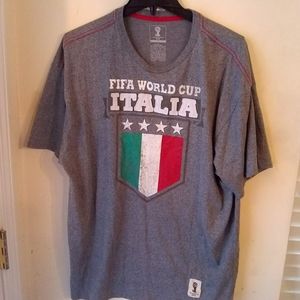 WORLD CUP BRASIL BRAZIL MENS XL ITALY  Short Sleeve SHIRT GRAY 2014 4- FIFA Time